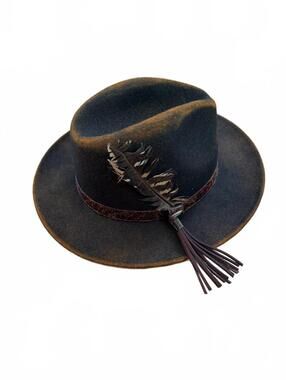 Scala Hand Made Woodstock Distressed Wool Felt Safari Fedora Hat One Size